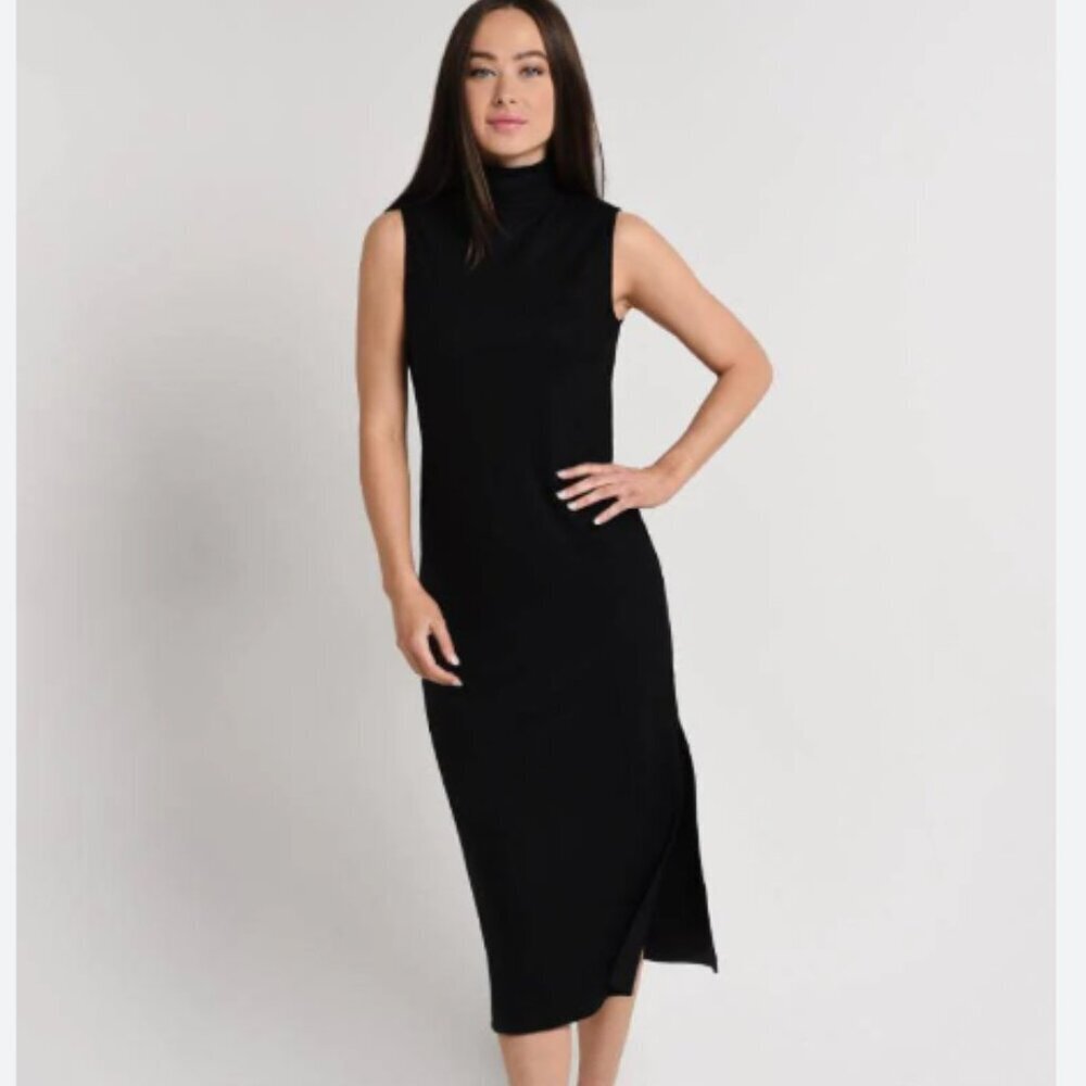 Vince Wool Blend Turtleneck Dress Black Size Small